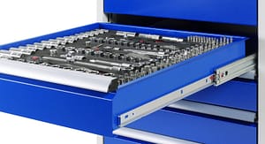 Detail-Vollauszug_1920x1920 RAU Werkbank rot - Breite 100 cm - Tiefe 70 cm - Höhe 88 cm - Buche-Massiv Arbeitsplatte 40 mm