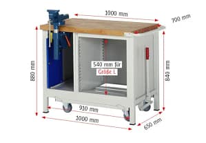 05-8180-2-107B4F.11-MZ_1920x1920 RAU Werkbank rot - Breite 100 cm - Tiefe 70 cm - Höhe 88 cm - Buche-Massiv Arbeitsplatte 40 mm