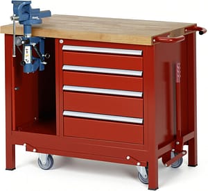 05-8185A2-107B4F.11_frame_Brick_Red_drawer_Brick_Red_1920x1920 RAU Werkbank rot - Breite 100 cm - Tiefe 70 cm - Höhe 88 cm - Buche-Massiv Arbeitsplatte 40 mm